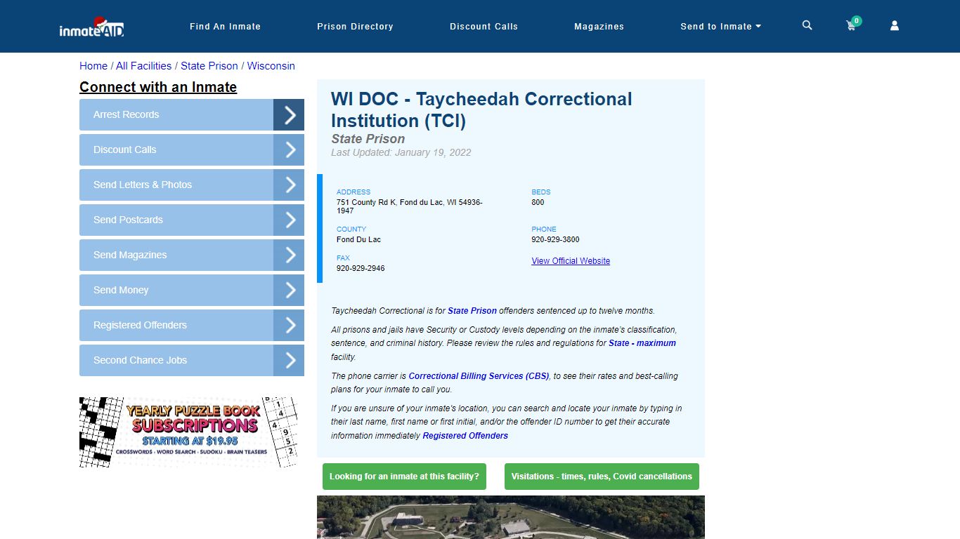 WI DOC - Taycheedah Correctional Institution (TCI) & Inmate Search ...