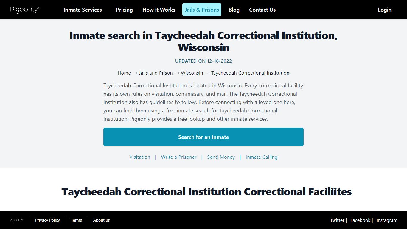 Inmate search in Taycheedah Correctional Institution, Wisconsin