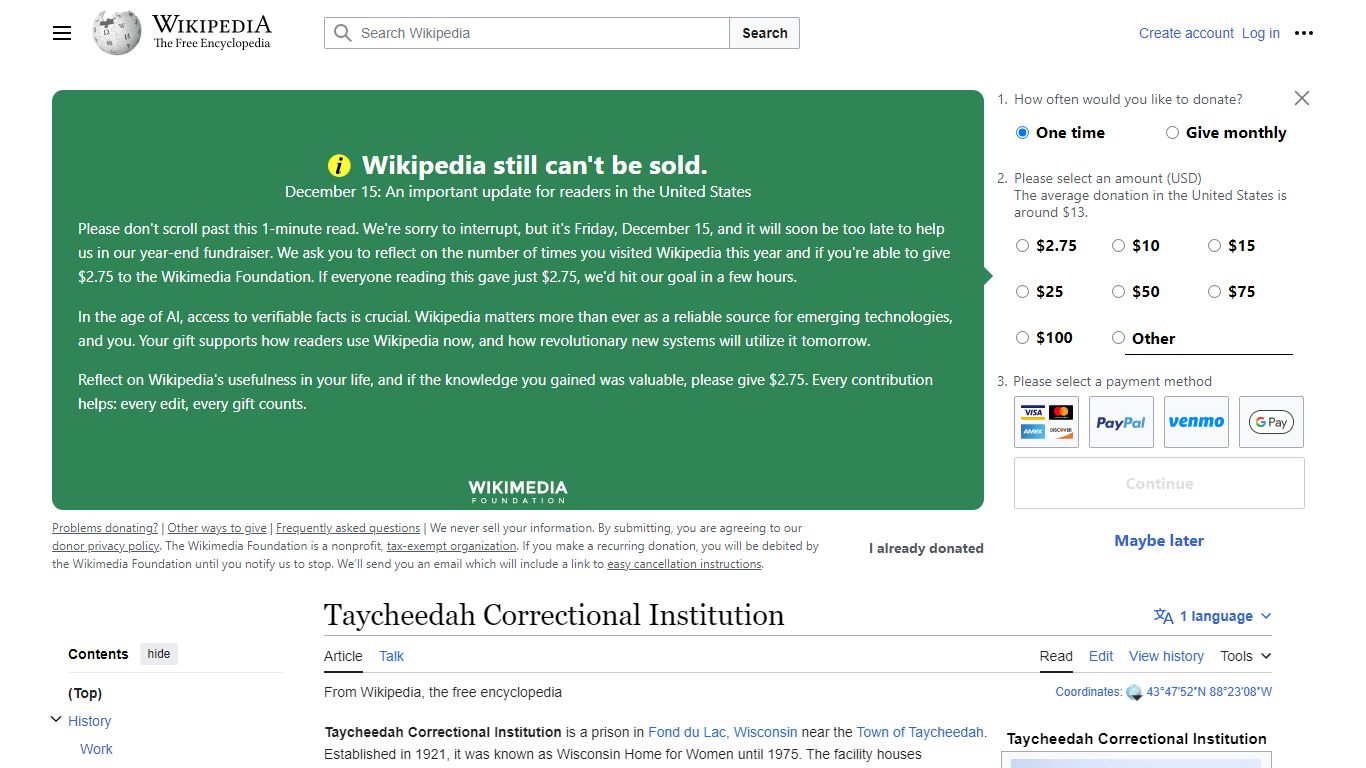 Taycheedah Correctional Institution - Wikipedia